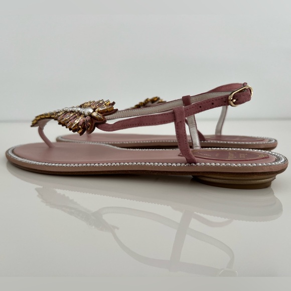 RENE CAOVILLA BLUSH CRYSTAL PEARL EMBELLISHED SANDALS SIZE IT 38.5 / US 8.5 NEW! - Picture 14 of 17